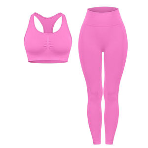Best Manufacturer Yoga Set Women Custom Eco-Friendly Sportswear Front Logo for Fitness <b>Plus</b> <b>Size</b> Workout Tops Solid Pattern - Product Image 3