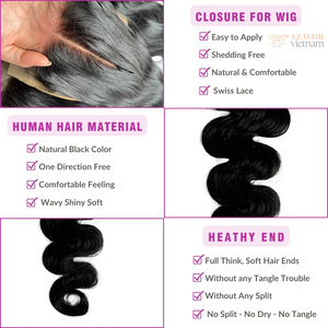 Luxe de haute qualité 100% brut vietnamien Remy Extensions de cheveux corps ondulé 4x4 dentelle fermeture trame Extensions de cheveux - Product Image 5
