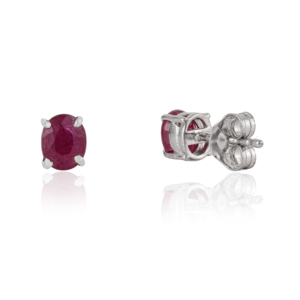 Beautiful Simple Design Oval Cut Natural Ruby Gemstone Prong Set 925 <b>Sterling</b> <b>Silver</b> Handcrafted <b>Stud</b> Earrings - Product Image 5