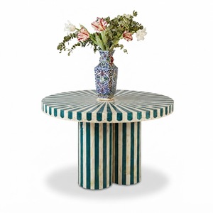 Mesa de centro de lujo artesanal con incrustaciones de hueso, diseño moderno de tablero de ajedrez en blanco y negro, estilo cascada, para sala de estar, venta al por mayor - Product Image 3