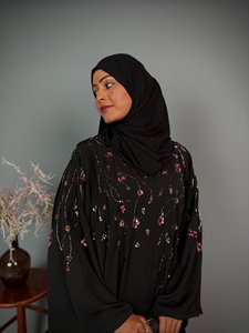 Suministro Directo de Fábrica: Abaya de Fiesta Larga de Rayón Ligero para Verano, con Cuello Alto, Manga Larga y Bordado - Product Image 4