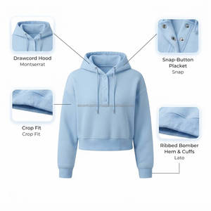 เสื้อฮู้ดครอปท็อปผู้หญิง แฟชั่นลำลอง สตรีทแวร์ แขนยาว รับผลิตแบบ OEM ขายส่ง - Product Image 5