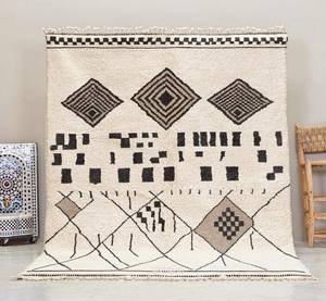 Tapis marocain noué à la main 100% laine Beni |   Tapis berbère géométrique authentique Beni Ourain en gros - Product Image 5
