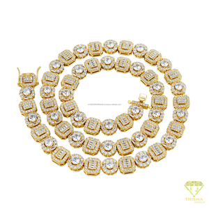 Chaîne en argent sterling 925 à maillons de coupes variées avec pierres de diamants de laboratoire, conçue pour les collections de bijoux de mode audacieux. - Product Image 5
