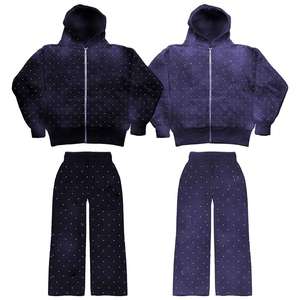 Conjunto Deportivo con Capucha para Niños, Diseño de Puntos Verdes, Manga Larga, Cierre de Cremallera, Estilo Casual para Otoño, Corte Regular - Product Image 4