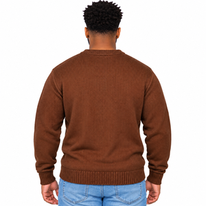 Iota Phi Theta Brown Knit Sweater Mens Crew Neck <b>Long</b> Sleeve Embroidered Crest Ribbed Cuffs Hem Warm Casual <b>Cardigan</b> Winter - Product Image 2