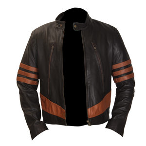 High Quality Custom Designed <b>Men</b>’s Fashion <b>Leather</b> <b>Jacket</b> New Arrival Wolverine Style <b>Brown</b> Vintage Motorcycle Outerwear <b>Jacket</b> - Product Image 4