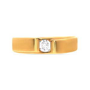 Sleek Supremacy <b>Men</b> Solitaire <b>Ring</b> Luxury 18K Yellow Gold Flush <b>Set</b> Round Brilliant Diamond Solitaire <b>Ring</b> for Women Minimalist - Product Image 3