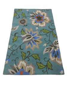 Tapis en laine tufté à la main de conception florale abstraite moderne technique de pile de boucle avec le support de latex pour la chambre et le salon - Product Image 2