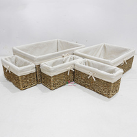 Paniers rectangulaires en jonc de mer tressé naturel, bacs de rangement polyvalents pour la décoration et le rangement de la maison, Vietnam Artex Dong Thap