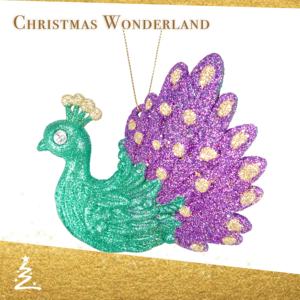 Christmas New Year Decoration Teal Green Blue Champagne Light Gold Pink Gold Glitter Black Irrid Plated Acrylic <b>Peacock</b> <b>Ornament</b> - Product Image 2