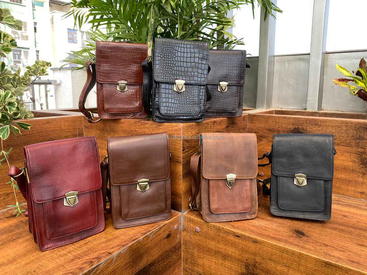 Customized Vintage Genuine Leather Men & Women Messenger Bag Business Shoulder Crossbody Bag Buffalo Leather Flap Satchel Bags