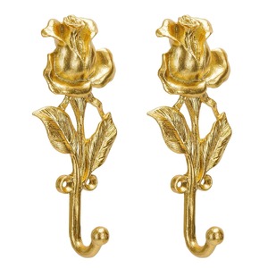 Gold Rose Flower Shaped <b>Wall</b> Hook Metal Decorative Hanging Fixture For Entryway Hall Bedroom And Kitchen Home Decor Accessory - Product Image 3