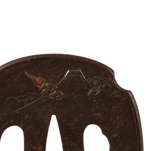 ซูบาญี่ปุ่นยุคเอโดะ ทำจากเหล็ก ประดับทองและเงิน ลายภูเขาไฟฟูจิและรูปคน ไม่มีตราประทับ - Product Image 6