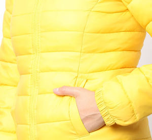 <b>Yellow</b> Hooded <b>Puffer</b> <b>Jacket</b> Women's Winter Casual Outerwear Solid Color Polyester Shell Zipper Closure Thick Fit - Product Image 5