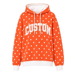 Sweat-shirt à capuche surdimensionné pour femme, à pois, avec broderie de lettres, manches longues, imprimé lettres blanches, collection automne, vente en gros - Product Image 4