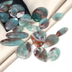 Aquaprase naturel, cabochons de pierres précieuses en vrac de formes variées à dos plat, fournitures pour bijoutiers et métallurgistes, pierre pour enroulement de fil - Product Image 2