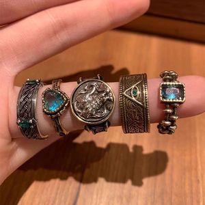 Винтажное антикварное регулируемое кольцо в стиле ретро бохо, эффектное украшение - Product Image 1