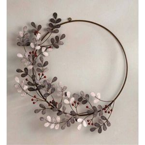 Handmade Antique Copper Metal <b>Wall</b> Wreath Thistle Oak <b>Leaf</b> Design Rustic Iron <b>Decorative</b> Wreath for Home Wedding <b>Wall</b> Hanging - Product Image 3