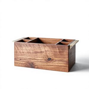 Porta cubiertos de madera de acacia con mango metálico, estilo nuevo, clásico y moderno, craftera exports - Product Image 1