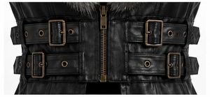 Veste en simili cuir pour femme avec col en fausse fourrure et fermeture éclair - Product Image 4