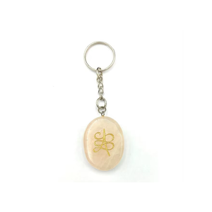 Porte-clés en cristal de haute qualité, quartz rose, avec symboles Money Switch Word et Zibu, cadeaux pour femmes, vente en gros - Product Image 3