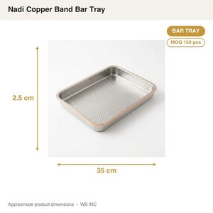 Bandeja de Bar Hecha a Mano de Acero Inoxidable SS304 de 35 cm con Borde de Cobre Satinado y Banda de Cobre Nadi para Decoración del Hogar, Hotel, Mesa de Boda, Regalo - Product Image 3