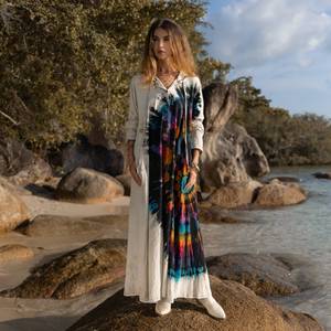 Robe Kimono Femme Fait Main Belle Rayonne Tissu Tie Dye Design Taille Unique Comprend Ceinture et Soutien-Gorge Bandeau Dernier Style - Product Image 1