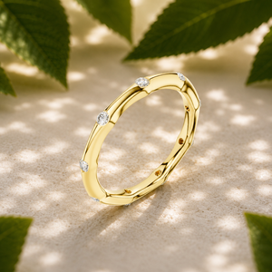 Minimalist 14K Solid Gold Flush Set Lab Grown Diamond DEF-VVS White Cut 0.35 CTW <b>Rhodium</b> Plated Eternity Wedding Band <b>Rings</b> - Product Image 3