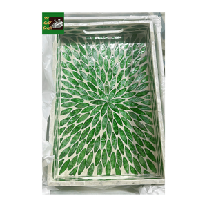 Bandeja de Nácar Hecha a Mano con Acabado de Madreperla, Bandeja de Servir de Ratán en Diversos Estilos, Vajilla de Cerámica Lacada con Mosaico para Mesa de Comedor - Product Image 3