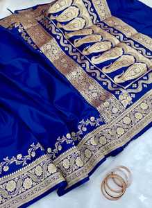 Sari en soie Banarasi de qualité supérieure avec broderie Zari, pallu contrastant, style traditionnel, séchage rapide, pour femmes, tenue de soirée toutes saisons - Product Image 4