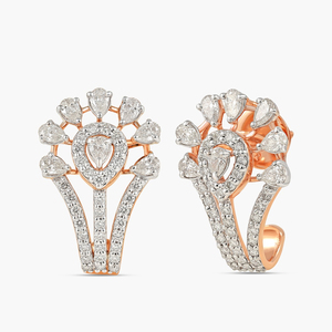 Rose Gold Diamond Flower <b>Stud</b> <b>Earrings</b> Pear Cut Women's Luxury Wedding Jewelry - Product Image 2