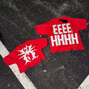 เสื้อยืดดิสเทรสสั่งทำราคาขายส่งพร้อมโลโก้แบบวินเทจ สีพื้น พร้อมลายปักแบบดิสเทรส - Product Image 4