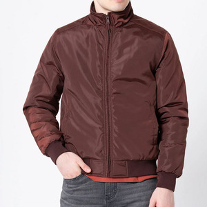 Blouson bomber uni pour homme, col montant, fermeture éclair, style décontracté, vêtement d'automne, coupe-vent, rembourrage en polyester - Product Image 2