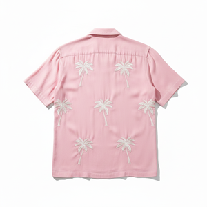Men's Hawaiian Shirt Short Sleeve Embroidered Palm Tree Pattern Turn-<b>down</b> Collar Summer Vacation Shirts 100% Cotton Poplin - Product Image 3