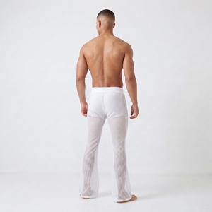 Pantalon transparent à taille haute élastique pour homme, idéal pour l'été, la plage, ou comme legging sexy en maille transparente pour la soirée. - Product Image 2