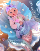 Poupées Reborn Babeside de 17 pouces, souriantes, unisexes, avec tenue de sirène, corps en tissu Lyle, mignonnes, réalistes, vente en gros d'usine