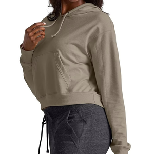 Sweat-shirt à capuche court unisexe personnalisé en molleton 100 % coton, pull décontracté streetwear, brodé, hiver, OEM ODM - Product Image 2