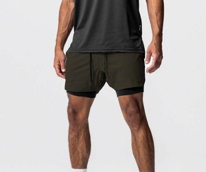 Pantalones Cortos Deportivos 2 en 1 para Hombre, con Logotipo Personalizado, para Entrenamiento, Gimnasio, Verano, Transpirables, con Forro, Ropa de Playa - Product Image 1