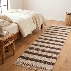 Different Color Bohemian Striped Wool <b>Runner</b> Rug Rectangle Washable Handmade With Fringes For Bedroom Floor Decor Weave Texture - Product Image 1