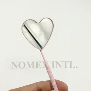 Coeur Forme Cils Miroir Bébé Rose Couleur Enduit Miroir Poignée Extension De Cils Pince À Épiler Diamant Texture Grip Logo Personnalisé - Product Image 6