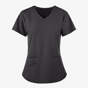 Women Medical Uniforms Woven Quick Dry Breathable Stretch <b>Scrubs</b> Sets Hospital Short Sleeve <b>Tops</b> Customizable High-quality - Product Image 2