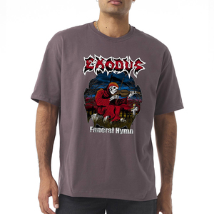 T-shirt gris à manches courtes pour homme Exodus avec imprimé Hymne funéraire, style punk, col rond, coupe classique, en jersey de coton - Product Image 1