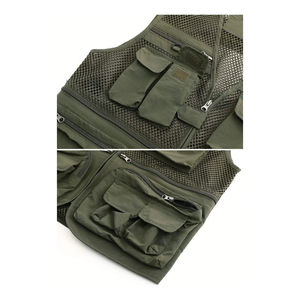 Men's Olive Green Multi Pocket Tactical <b>Vest</b> Breathable Zipper Closure Outdoor <b>Utility</b> Waistcoat Casual Summer Wear - Product Image 5