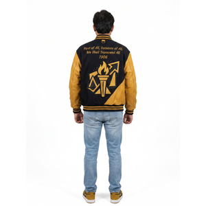 Veste universitaire surdimensionnée de qualité supérieure pour homme, 550 GSM, en laine méltone, manches en cuir véritable, style streetwear asymétrique, manteau de fraternité personnalisé - Product Image 2