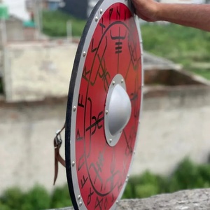 Bouclier Viking artisanal en tissu Ahmad de 24 pouces, qualité DIY, motif celtique rouge, en acier au carbone et contreplaqué, personnalisable ODM/OBM/OEM - Product Image 4