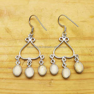 Bohème perle pierre précieuse 925 argent boucle d'oreille cadeau délicat article boucle d'oreille pour les femmes en gros boucle d'oreille cadeau boucles d'oreilles à la mode - Product Image 2