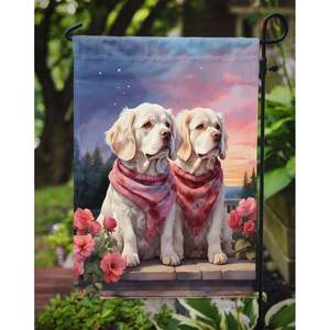 Multicolor Clumber Spaniel dos corazones jardín bandera buzón decorativo patio Banner para Patio ilustraciones camas de flores tamaño de patio Banner - Product Image 3