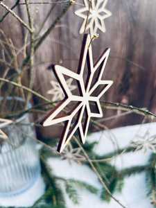 <b>Wooden</b> Snowflake Ornaments <b>Laser</b> <b>Cut</b> Geometric Christmas Tabletop Decor Winter Home Decoration - Product Image 2