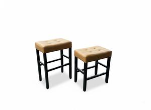 Ensemble de 2 tabourets de bar et de comptoir en cuir PU, ensemble de tabourets capitonnés en cuir PU, ensemble de tabourets rembourrés en PU avec structure en bois massif, hauteur bar et comptoir - Product Image 5